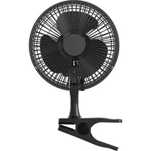 Mini ventilator met clip - 2 snelheidsniveaus 15 cm sterke + stabiele klem - ideaal als tafelventilator op kantoor of thuis in de slaapkamer - Zwart