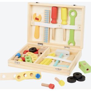 Mini Matters houten gereedschapskoffer-wooden tool box-35 pcs_3years old +