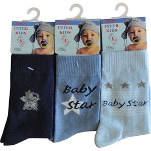 Baby - kinder sokjes star - 21/23 - jongetje - 90% katoen - naadloos - 12 PAAR - chaussettes socks