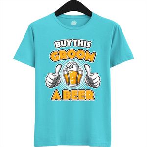 Buy This Groom A Beer | Vrijgezellenfeest Cadeau Man - Groom To Be Bachelor Party - Grappig Bruiloft Bruidegom Heren Shirt - T-Shirt - Unisex - Atoll - Maat L