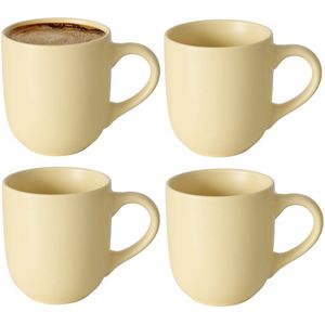 Boltze Koffiemokken Paris - 1x stuks - Keramiek - pastel geel - 300 ml - 8 x 10 cm