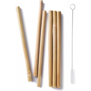 Luxe-Duurzame-Bamboe rietjes-10 stuks-inclusief-1 schoonmaakborstel