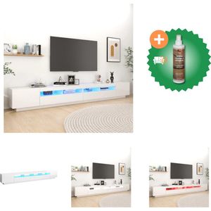 vidaXL Tv-meubel met LED-verlichting 300x35x40 cm hoogglans wit - Kast - Inclusief Houtreiniger en verfrisser