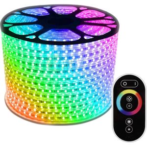 LED Strip - 35 Meter in één rol(1x 35meter) - RGB - meerdere kleuren - 60LED/m - IP65  - Met RF Touch afstandsbediening