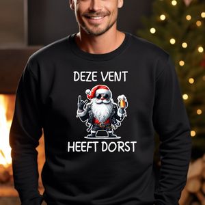 Heren Sweater- Deze vent heeft dorst- Kersttrui- Zwart- maat 3XL- foute kersttrui.