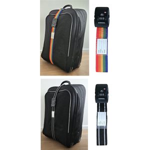 SUNMOOL Kofferriem met TSA Cijfer Slot - Bagage Riem - Luggage Strap - 200 cm - Regenboog & Zwart - 2 Stuks