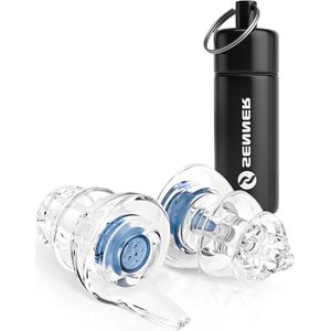 MusicPro Soft gehoorbeschermingsoordopjes voor slapen - werken - thuiskantoor en rust - blauw/transparant met aluminium doos Earplugs