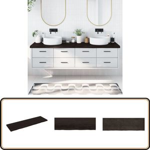 vidaXL Wastafelblad - Massief Hout - 200x60 cm - Donkerbruin Wastafelblad - Keukenblad - Eikenhouten Blad - Grijs Wasbak - Badkamermeubel