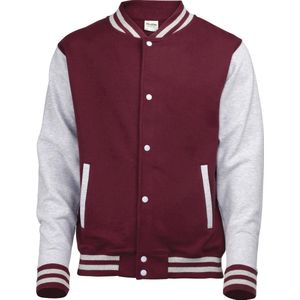 Awdis Kinder Unisex Varsity Jacket / Schoolkleding (Bourgogne/Heather Grey)