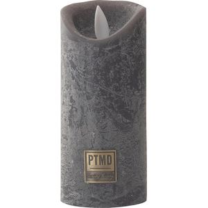 PTMD LED kaars rustiek antraciet met timer schakelaar (6 uur) | LED Light Candle rustic swish grey moveable flame