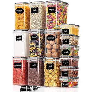 Luchtdichte opbergdozen met deksel - 15-delige set voorraaddozen keukenset voor meel muesli suiker