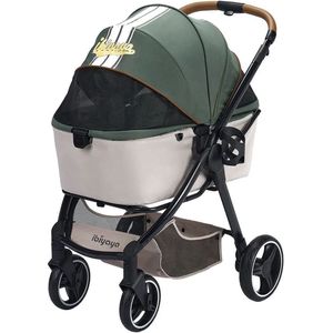 Ibiyaya Retro Hondenbuggy - Luxe Stroller - Soft Sage - 84x66x102cm