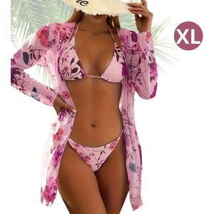 Livano Bikini Dames - Meisjes Bikini - Badpak - Push Up - Vrouwen Badkleding - Zwemmen - Sexy Set - Top & Broekje - Roze - Maat XL