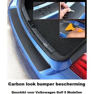 Carbon Look Bescherm Folie Achterbumper Bumper VW Golf 5 Kofferbak Instap Tsi Gti Fsi Dsg R20 R Line