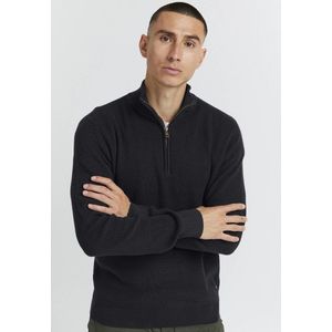 Blend Fijn Gebreide Pullover Heren met half rits- 100% Katoen – Zwart kleur- Maat XXL