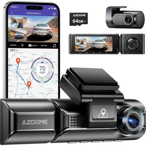 AZDOME 3 Lens Dash Cam 2K + 1080P - 5G WiFi - GPS - Auto Camera - 256GB