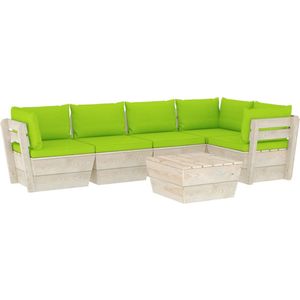 vidaXL Loungeset 6-delig met kussens - Vurenhout Loungeset - Pallet Meubilair - Buitenkamer - Tuinset - Lounge Set