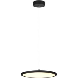 LED Hanglamp - Hangverlichting - Trion Trula - 29W - Warm Wit 3000K - Dimbaar - Rond - Mat Zwart - Aluminium