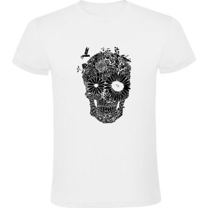 Schedel Heren T-shirt | natuur | skull | bloemen | planten