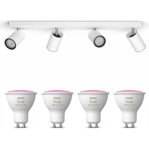 Philips myLiving Kosipo Opbouwspot Wit - 4 Lichtpunten - Spotjes Opbouw Incl. Philips Hue White & Color Ambiance GU10 - Bluetooth