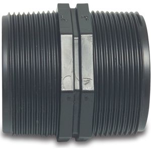 Nippel buitendraad pp zwart 1 inch naar 1/2 inch Deltafix