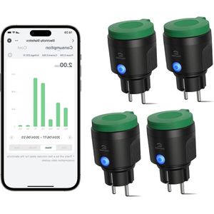 Waterdicht WiFi-stopcontact voor buiten IP44 met stroommeting - compatibel met Alexa, SmartThings, Google Home - timerfunctie, afstandsbediening