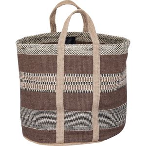 PTMD Toccara Brown jute round basket lines pattern L