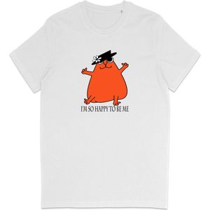 T Shirt Heren - T Shirt Dames - Grappige Kat - Blij Dat Ik Mezelf Ben - Wit - 3XL