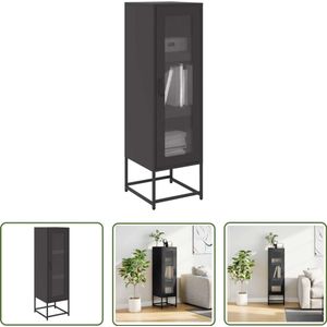 The Living Store Hoge kast 36x39x123 cm koudgewalst staal zwart - Hoge Kast - Opbergkast - Keukenkast - Entree Kast - Gangkast