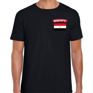 Egypt t-shirt met vlag zwart op borst voor heren - Egypte landen shirt - supporter kleding S