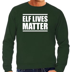 Elf lives matter Kerst sweater / Kerst trui groen voor heren - Kerstkleding / Christmas outfit M
