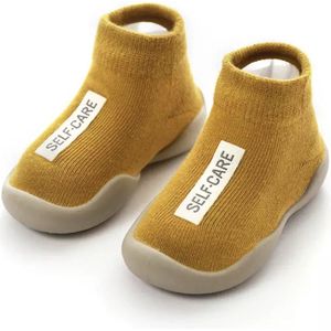 Anti-slip schoenen voor kinderen - sloffen van Baby-Slofje - Herfst - Winter Okergeel maat 18/19