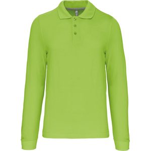 Herenpoloshirt met knopen en lange mouwen Limoengroen - XL