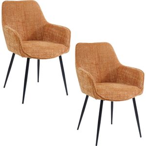 Housecraft Living Jez Eetkamerstoelen met armleuning Oranje - Set van 2