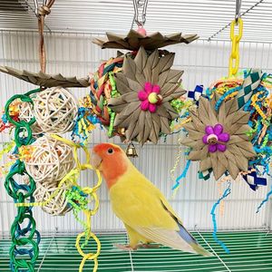 Vogelspeelgoed, Papegaai Foerageren Speelgoed Papegaai Opknoping Kauwspeelgoed Met Natuurlijke Palmblad Rotan Ball Shred Voor Kleine Medium Papegaai Vogels