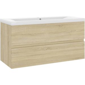 vidaXL - Wastafelkast - met - ingebouwde - wastafel - bewerkt - hout - sonoma - eiken