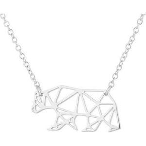 24/7 Jewelry Collection Origami Beer Ketting - IJsbeer - Zilverkleurig