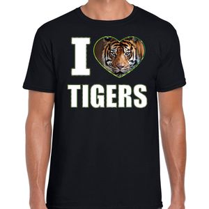 I love tigers t-shirt met dieren foto van een tijger zwart voor heren - cadeau shirt tijgers liefhebber M