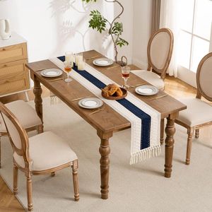 Inovra ® Tafelloper Boho macramé tafelloper 30 x 140 cm geweven katoenen vlas tafelloper landhuisstijl tafelkleed met handgemaakte kwasten gehaakt kant mesh tafelloper voor eetkamer thuis decoratie herfst