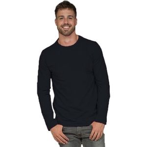 Basic lange mouwen/longsleeve stretch shirt zwart voor heren - Basic kleding voor heren XL