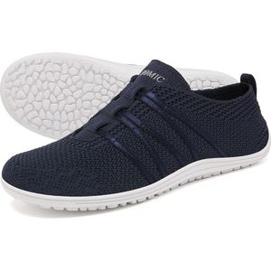 Somic Barefoot Schoenen - Instappers - Gymschoenen Zaalschoenen - Sportschoenen Sneaker - Ademend Knit Mesh - Platte Zool - Blauw - Maat 43