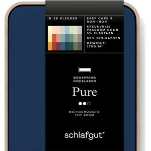 schlafgut Jersey Pure hoeslaken extra hoog - Eenpersoons M - 120x200 - 130x220 570 Blue Deep