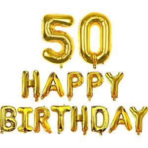 Fienosa Ballonnen 50 Jaar - Happy Birthday Slinger - Goud