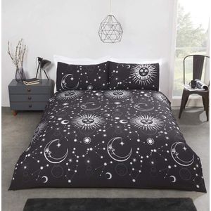 Celestial Dekbedovertrek Bed Set - Polycotton, Zwart, 3 stuks Tweepersoons