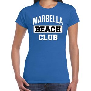 Marbella beach club zomer t-shirt voor dames - blauw - beach party / vakantie outfit / kleding / strand feest shirt XL