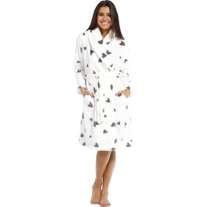 Rebelle Fleece dames badjas - Snow Heart  - L  - Wit