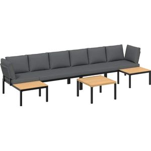 vidaXL Loungeset - 5-delig - Aluminium - Zwart Loungeset - Tuinmeubels - Lounge Set - Buitendecoratie - Aluminium Meubel