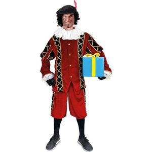 Piet Kostuum | Assistent Van Sinterklaas Piet Rood Zwart Kostuum | Small | Sinterklaas | Verkleedkleding