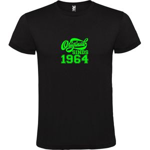 Zwart T-Shirt met “Original Sinds 1964 “ Afbeelding Neon Groen Size XXL