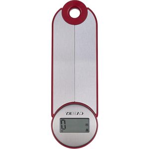 Inklapbare digitale keukenweegschaal voor reizen en camping - opvouwbare weegschaal 5 kg/11 lb - groot lcd-display - lb-oz/g fl'oz/ml (zilverrood)